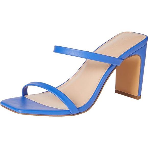 Women's Avery Square Toe Two Strap High Heeled Dazzling Blue Sandal - Picture 1 of 5